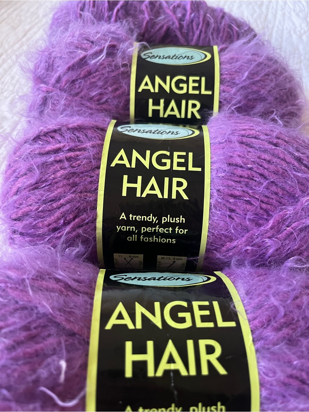 4 skeins of Vintage Angel Hair Sensations Plush Yarn - Purple Jo-Ann exclusive